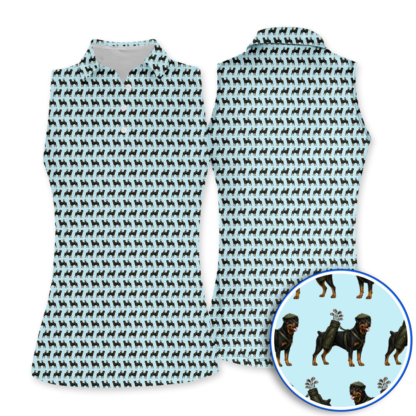 Rottweiler Golf Shirt, Rottweiler Dog Golf Pattern Polos, Crazy Golf Gift For Golfer