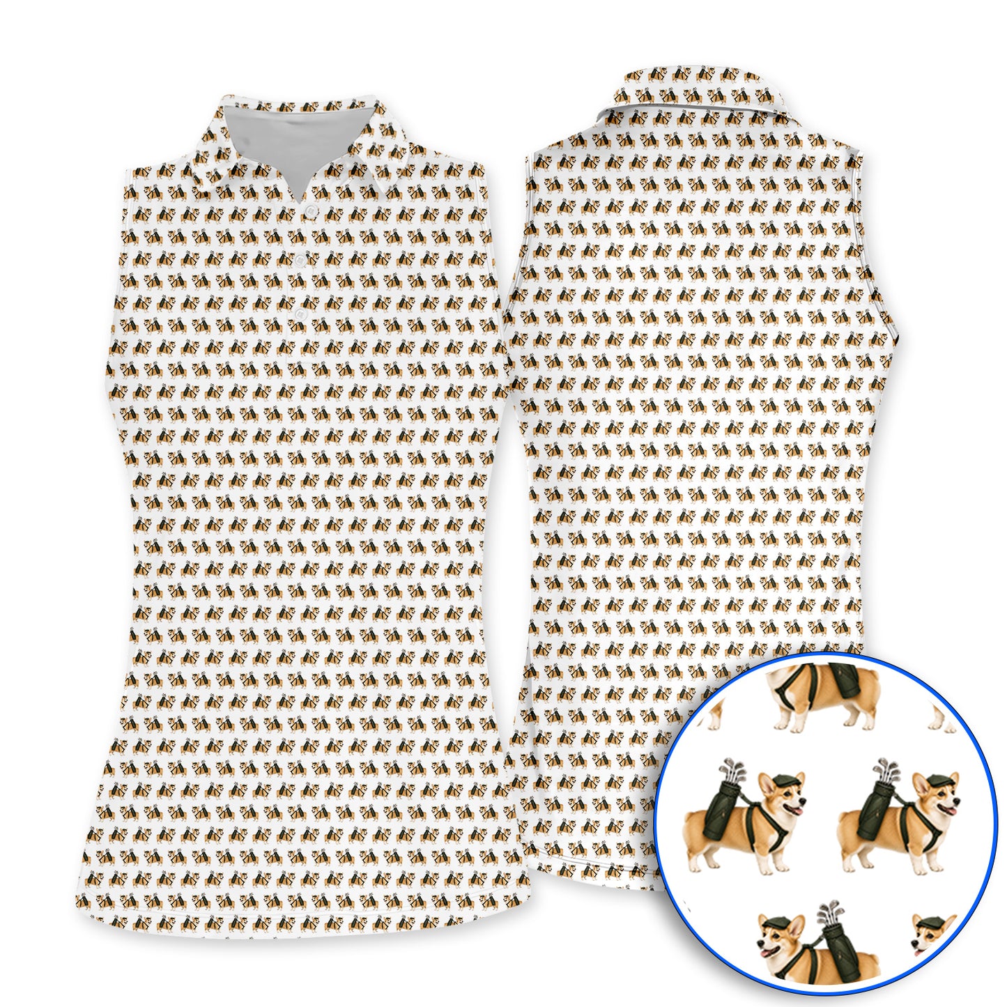 Funny Corgi Golf Polos For Golfer, Corgi Pattern Golf Shirt, Dog Lover Golf Gift
