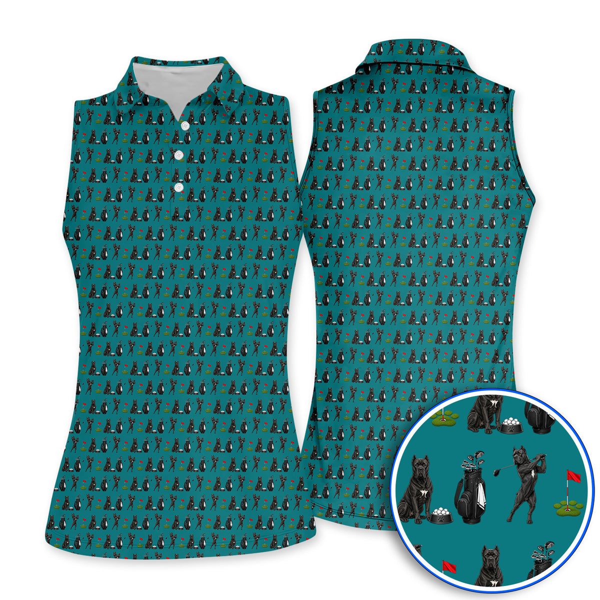 Cane Corso Golf Polos, Black Cane Corso Golf Pattern Shirt for Dog Lovers, Funny Golf Gift for Golfers
