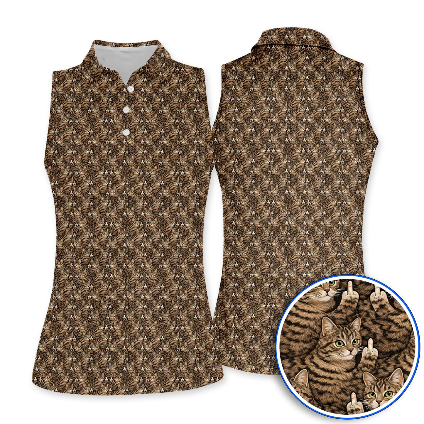 Funny Cat Pattern Golf Shirt, Cats Golf Polos For Pet Lover, Golf Gift For Golfer