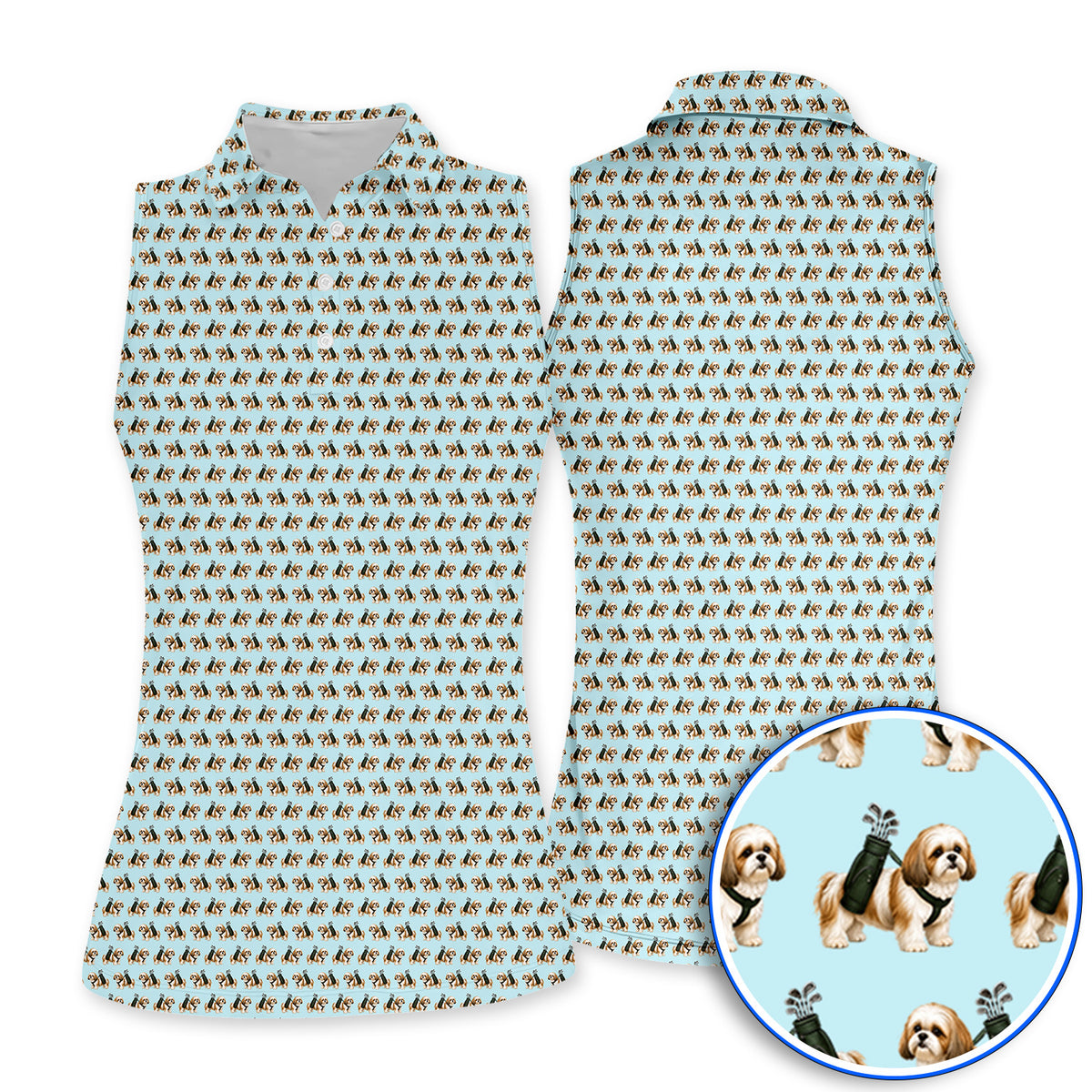 Shih Tzu Golf Polos, Cute Shih Tzu Pattern Golf Shirt, Golf Gift For Golfer