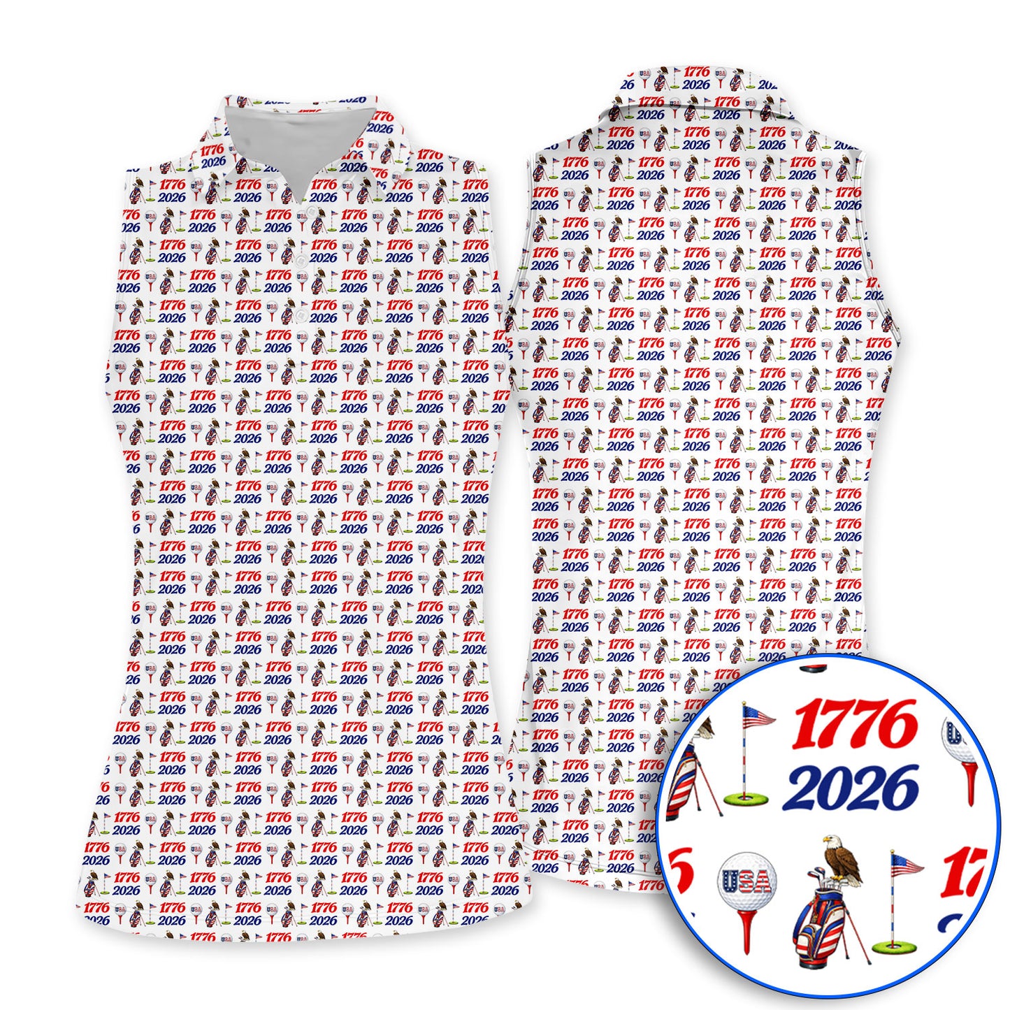 USA 1776–2026 Patriotic Golf Polos, American Flag & Eagle Pattern Golf Shirt, Golf Gift For Golfer