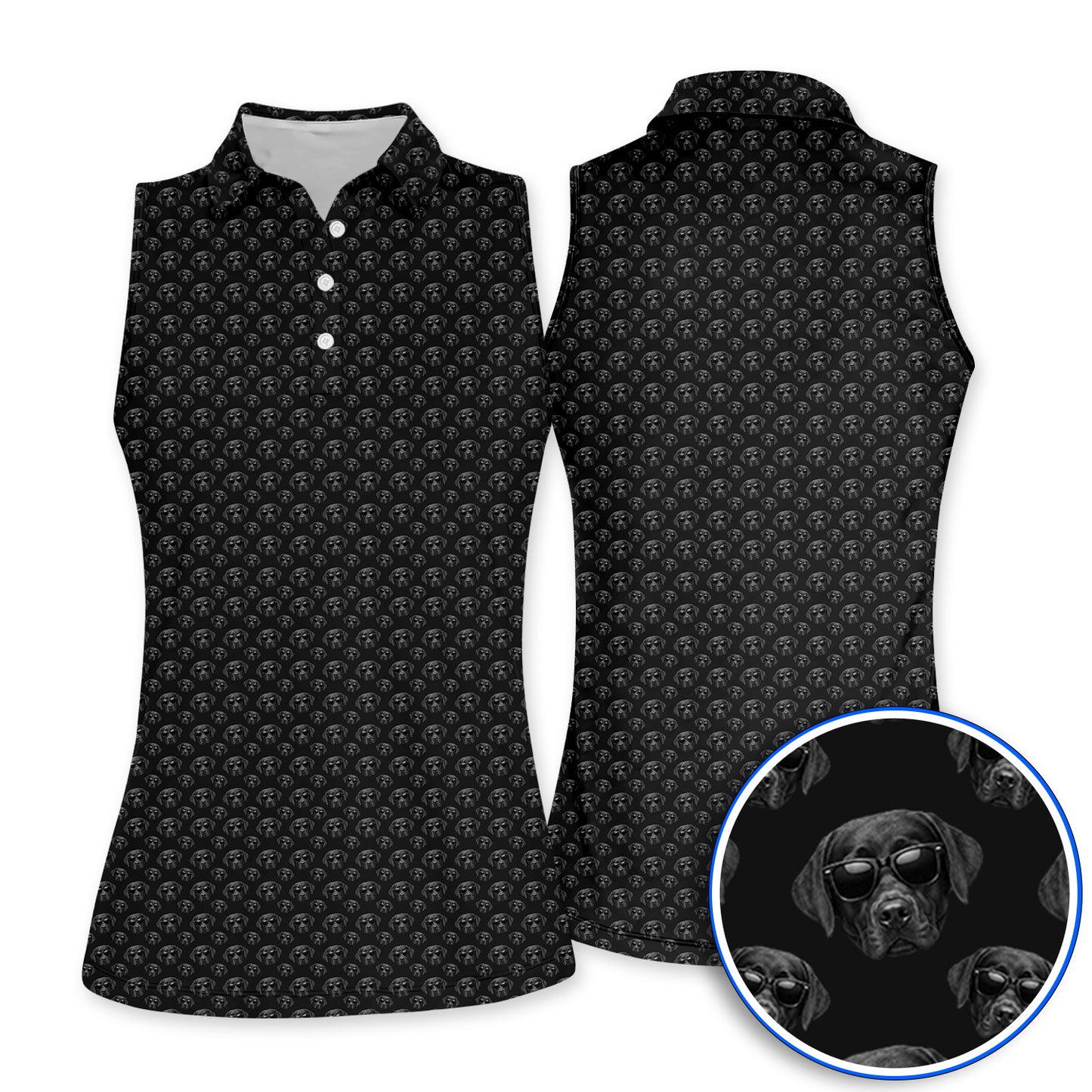 Labrador Retriever Golf Shirt, Black Lab Sunglasses Pattern Polos, Funny Golf Gift For Dog Lover