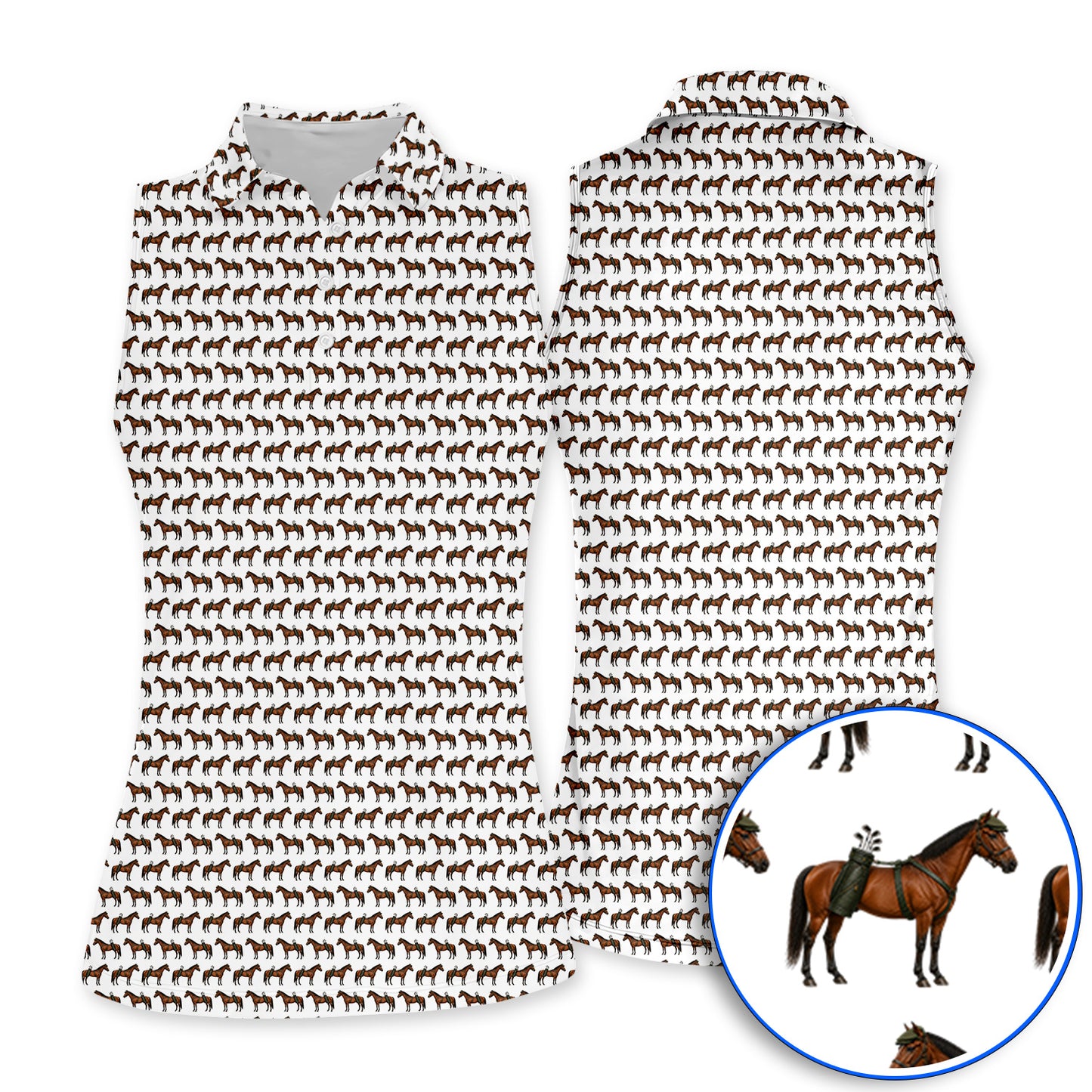 American Quarter Horse Golf Shirt, Crazy Horse Pattern Golf Polos, Western Horse Gift for Golfers