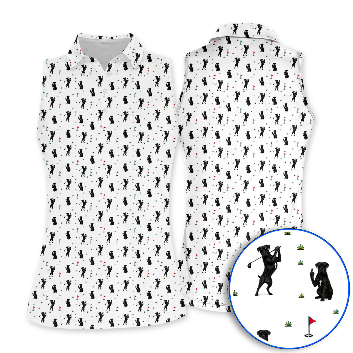 Cane Corso Middle Finger Golf Polos, Black Cane Corso Golf Pattern Shirt for Dog Lovers, Funny Golf Gift for Golfers