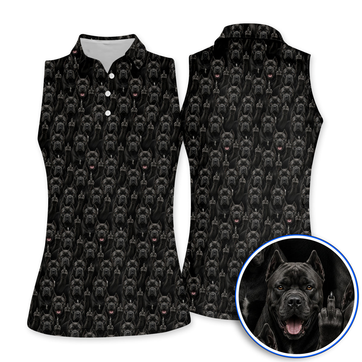 Funny Cane Corso Pattern Golf Shirt, Black Cane Corso Golf Polos for Golfer, Golf Gift for Dog Lovers