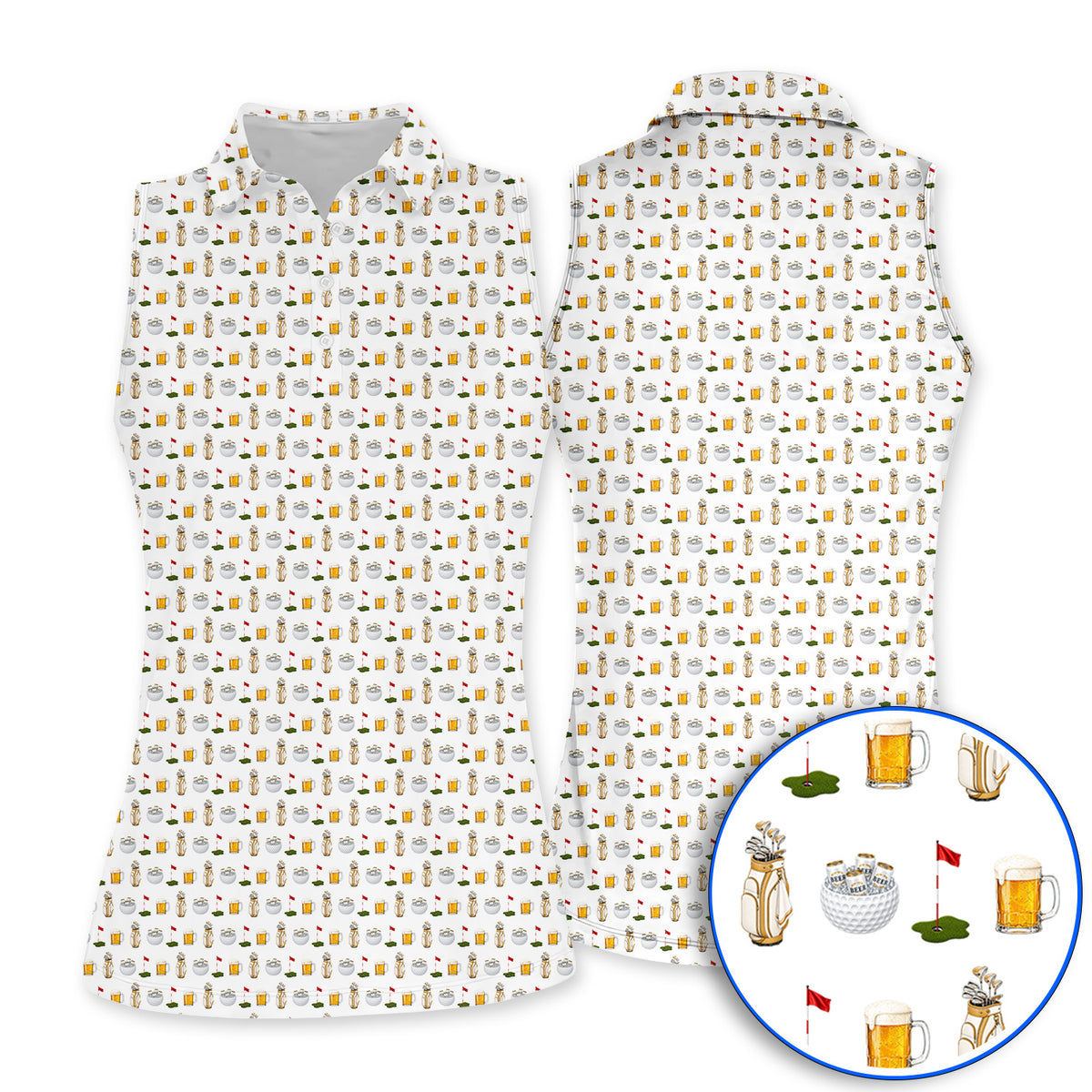 Crazy Beer Pattern Golf Polos, Beers Golf Shirt, Golf Gift For Golfer