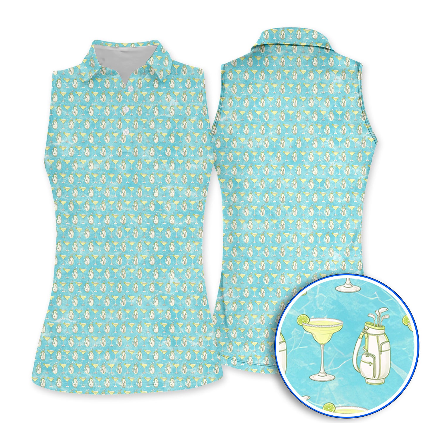 Golf & Margarita Pattern Golf Polos, Margarita Cocktail Golf Shirt, Crazy Golf Gift For Golfer