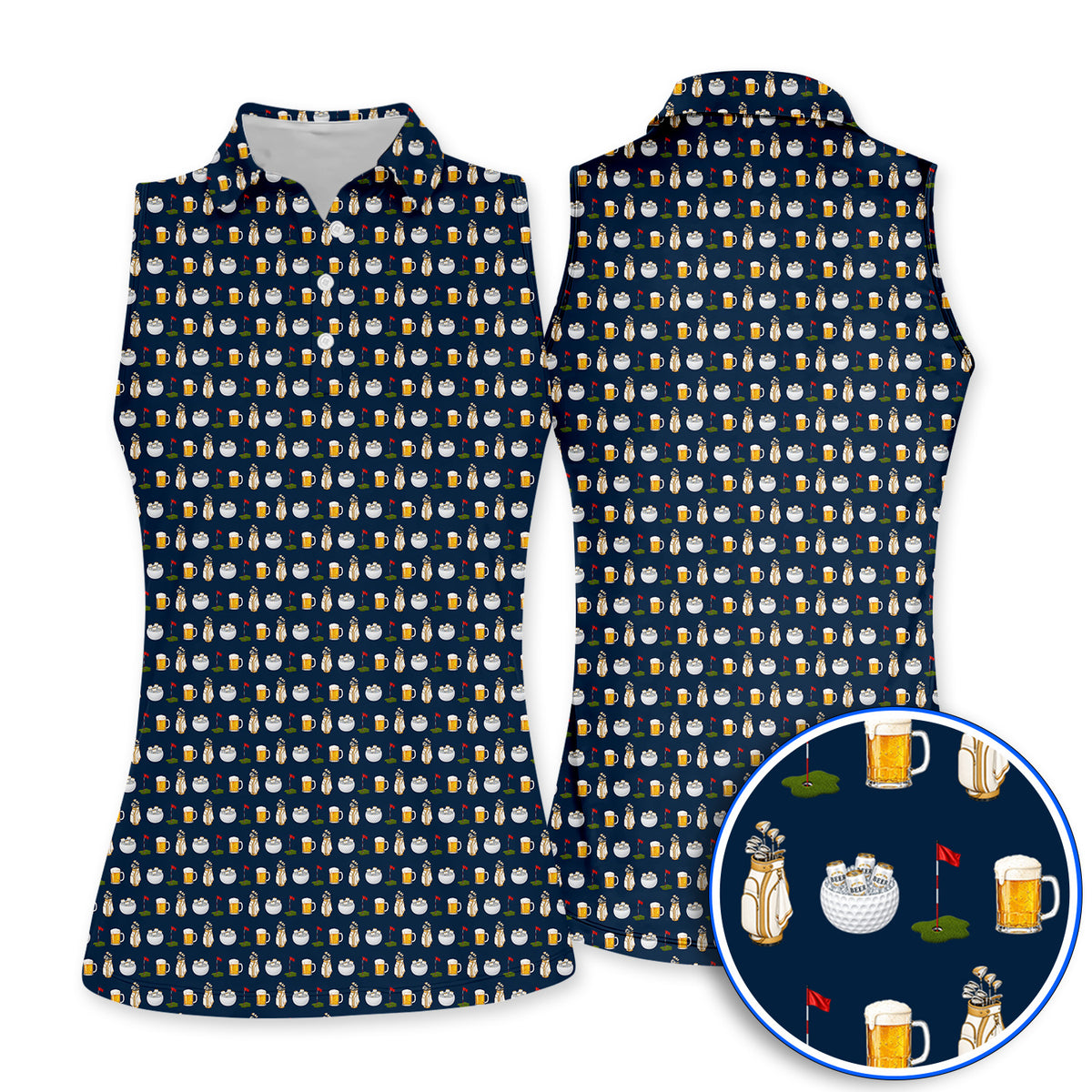 Crazy Beer Pattern Golf Polos, Beers Golf Shirt, Golf Gift For Golfer