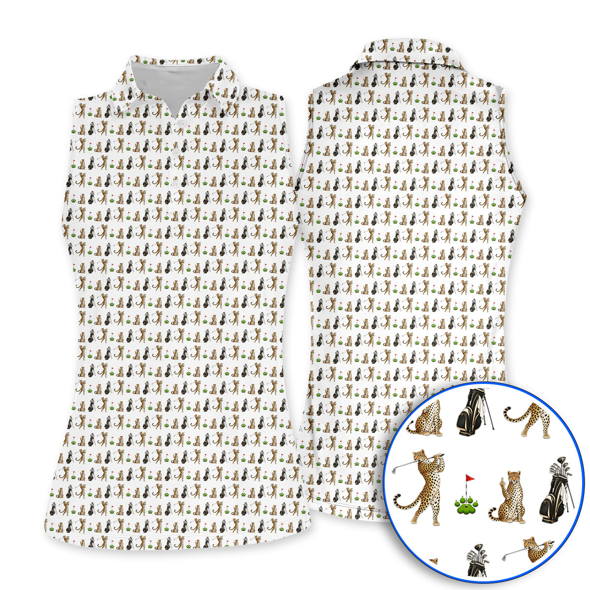 Leopard Pattern Golf Polos, Funny Pattern Golf Shirt, Golf Gift For Golfers