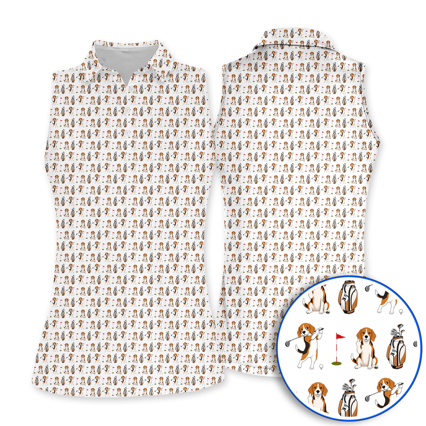 Beagle Golf Pattern Golf Polos, Hunting Dog Golf Shirt, Funny Golf Gift For Golfer