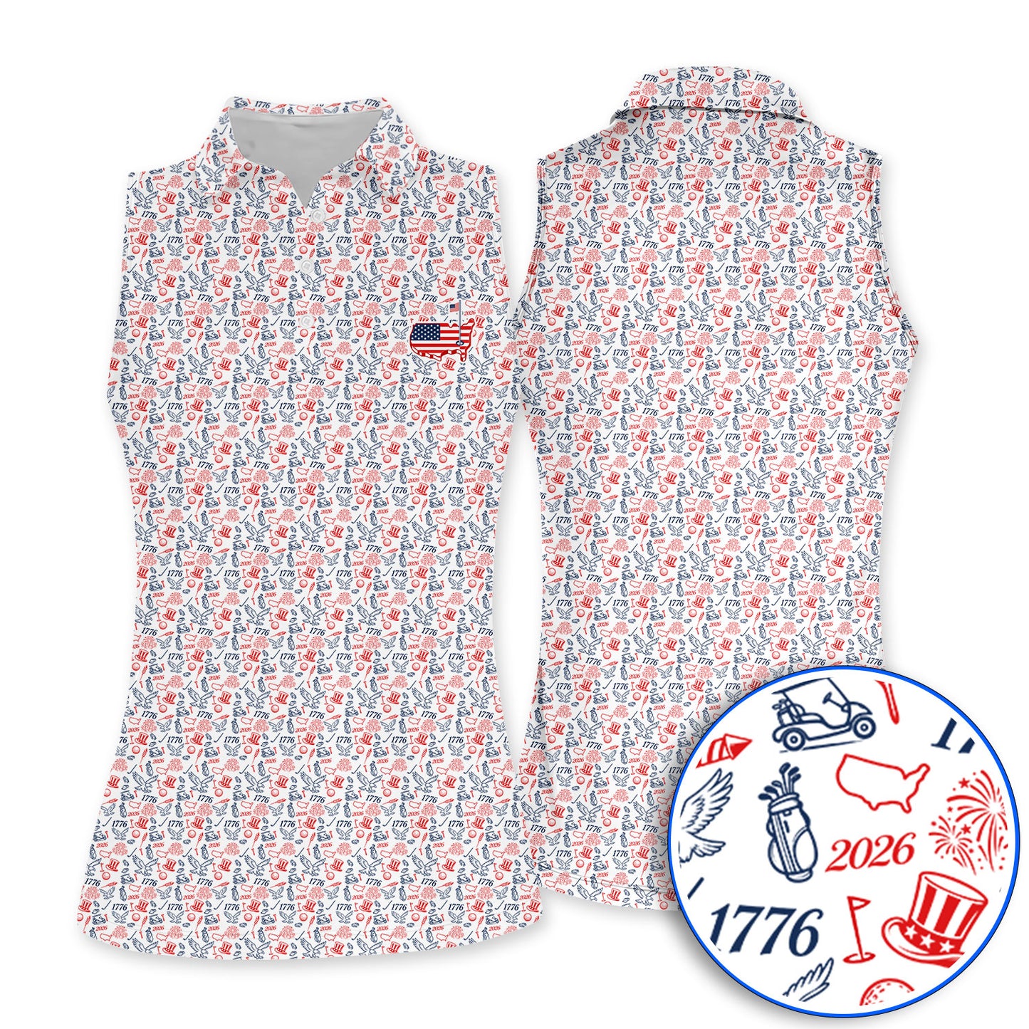 USA 250th Patriotic Pattern Golf Shirt, 1776–2026 American Golf Polos, Crazy Golf Shirts For Golfer