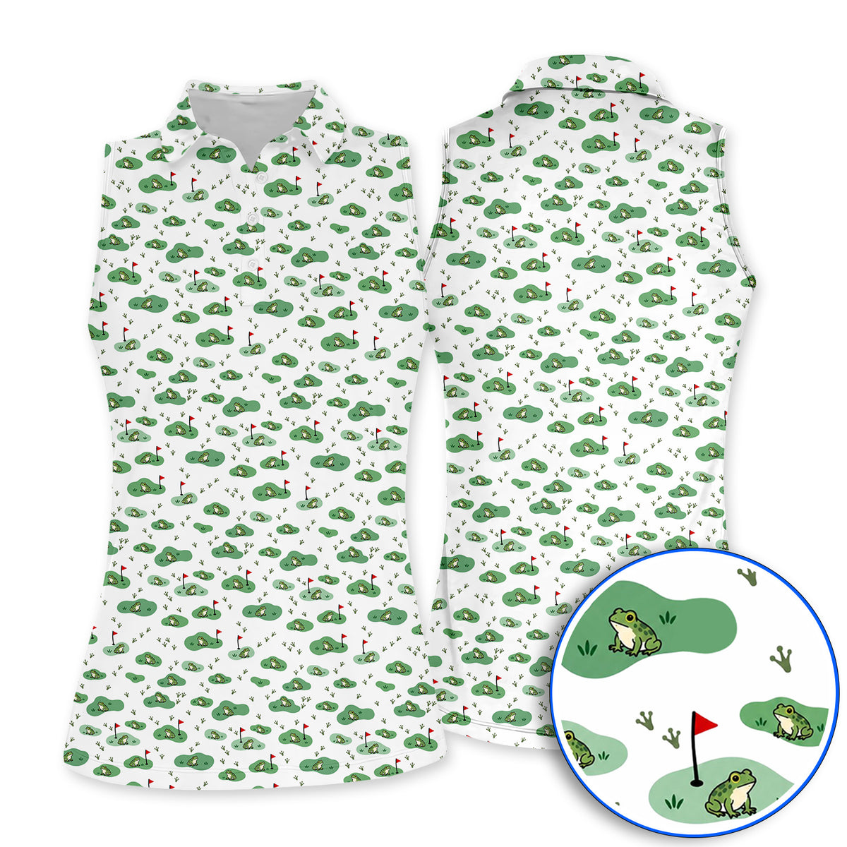 Cute Frog Golf Shirt, Crazy Frog Golf Pattern Polos, Golf Gift For Golfer