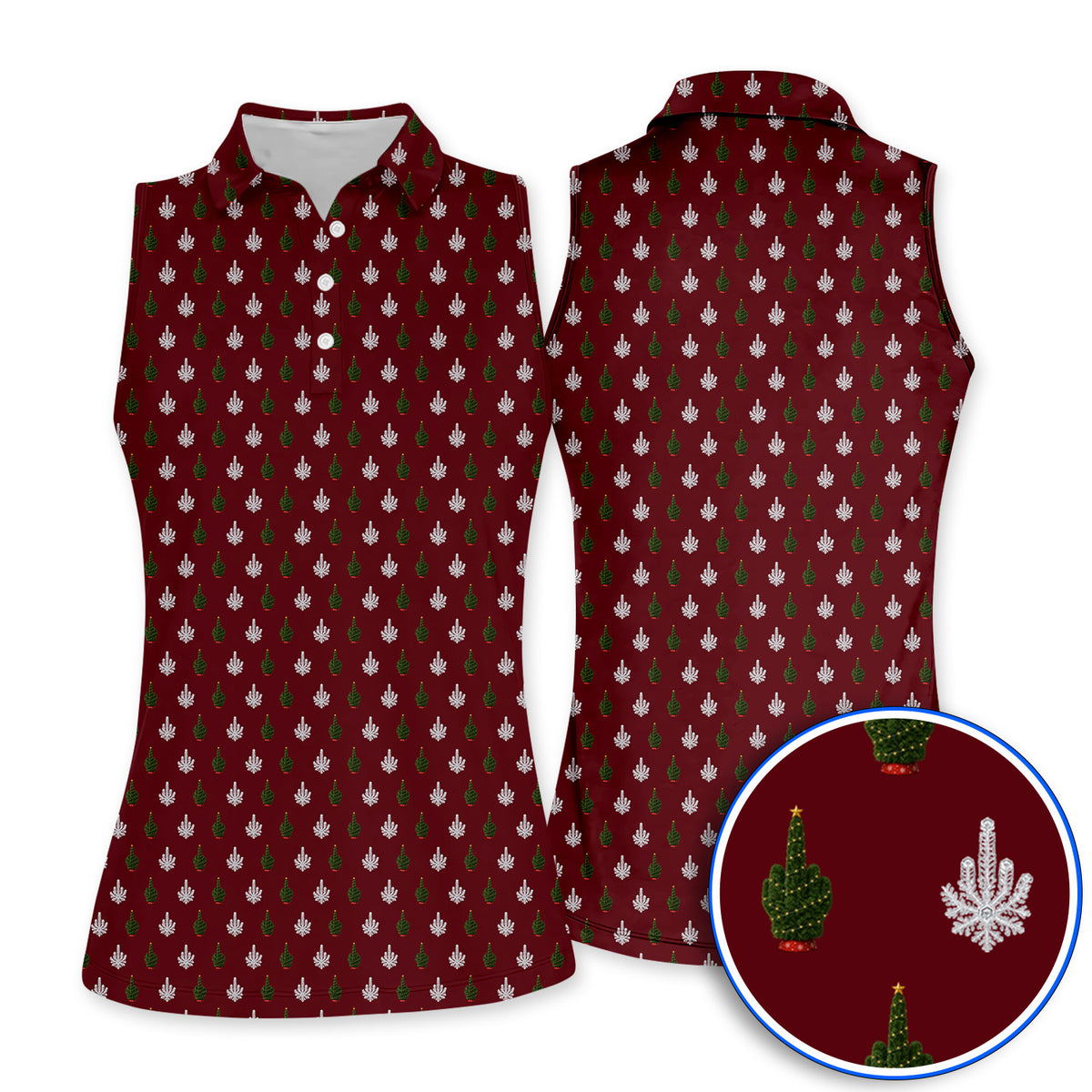 Christmas Tree Pattern Golf Polos, Xmas Golf Shirt, Funny Golf Gift For Golfer