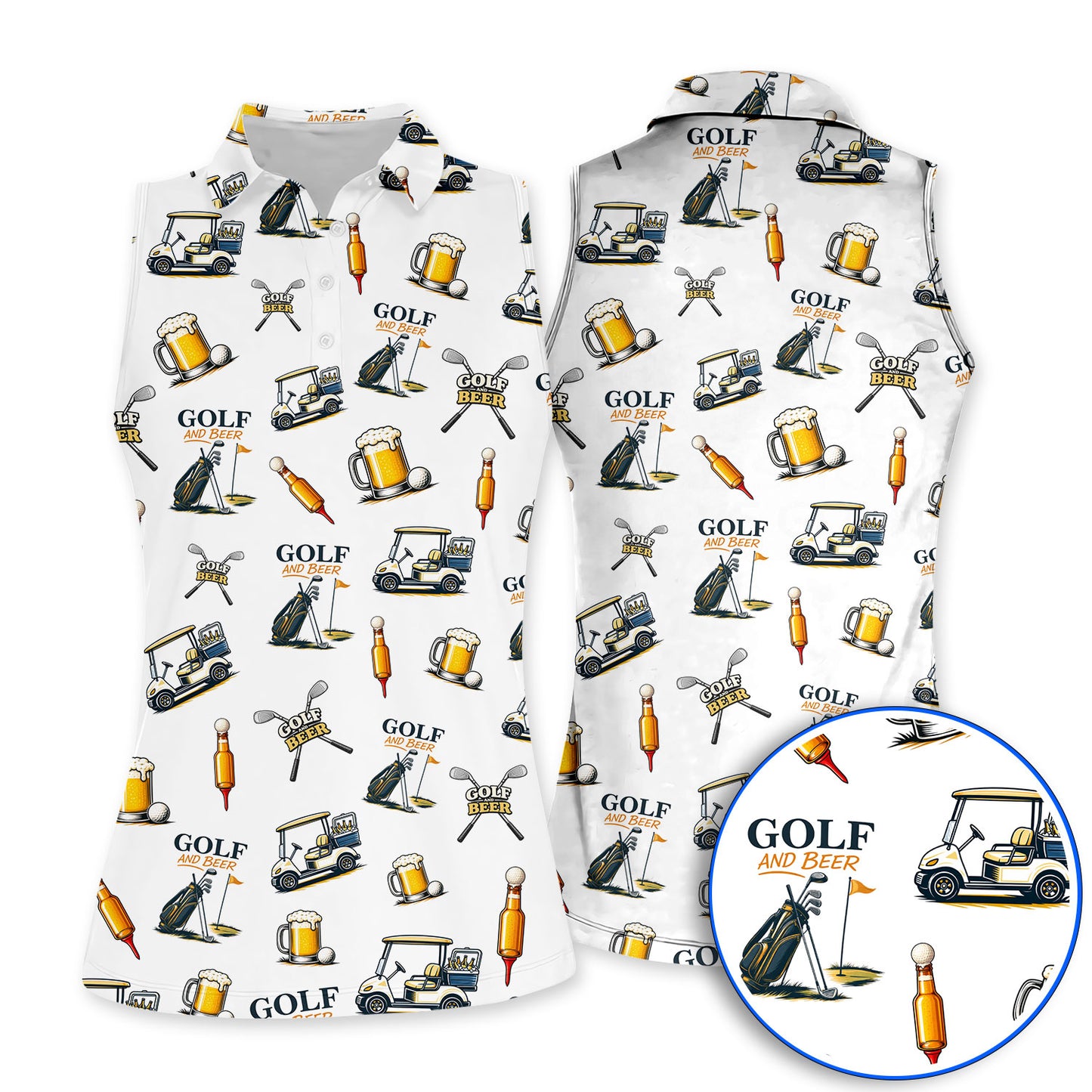 Golf And Beer Pattern Polos For Men, Funny Golf Shirt, Golf Gift For Beer Lover