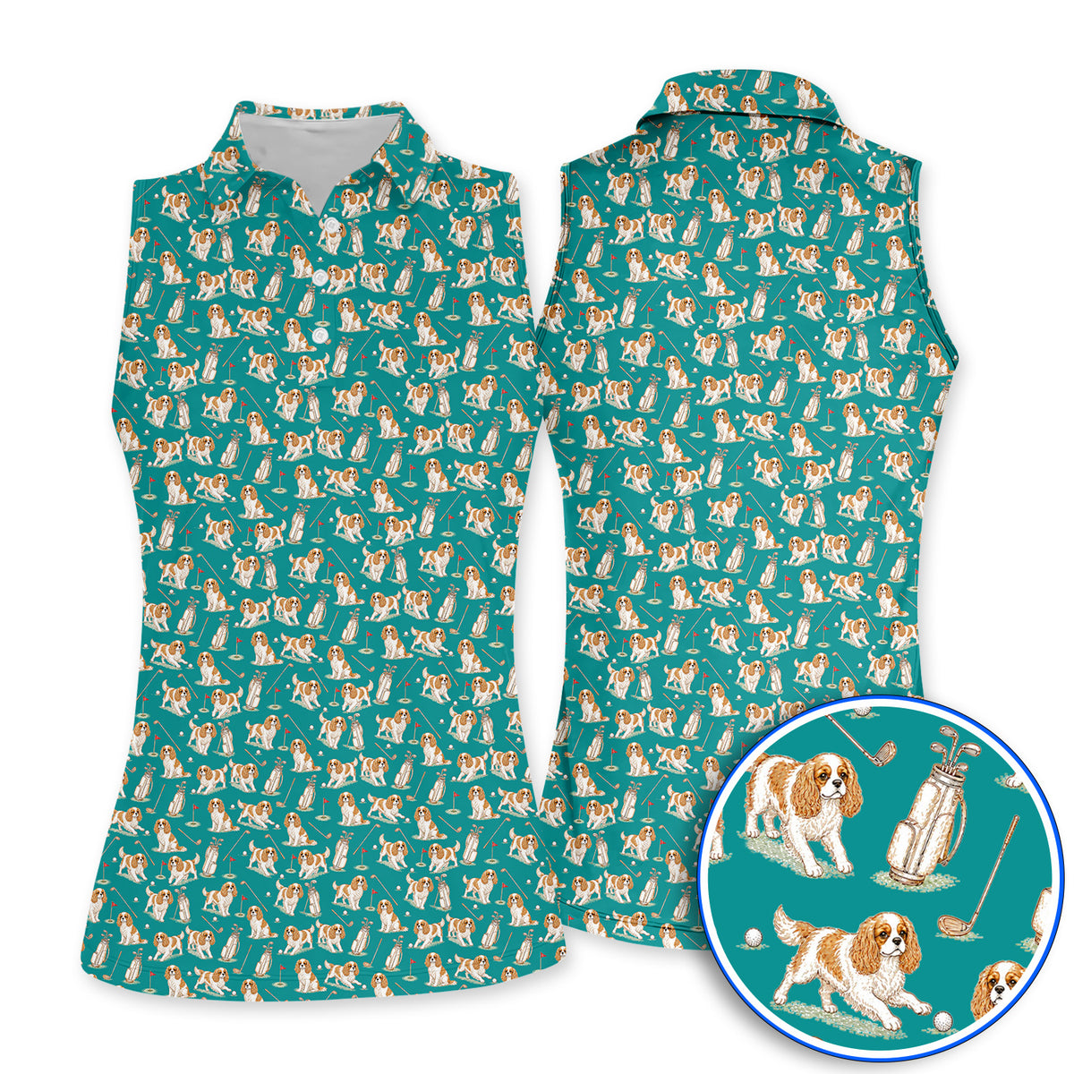 Crazy Cavalier King Charles Spaniel Golf Shirt, Funny Cavalier Golf Polos, Golf Gift For Golfer