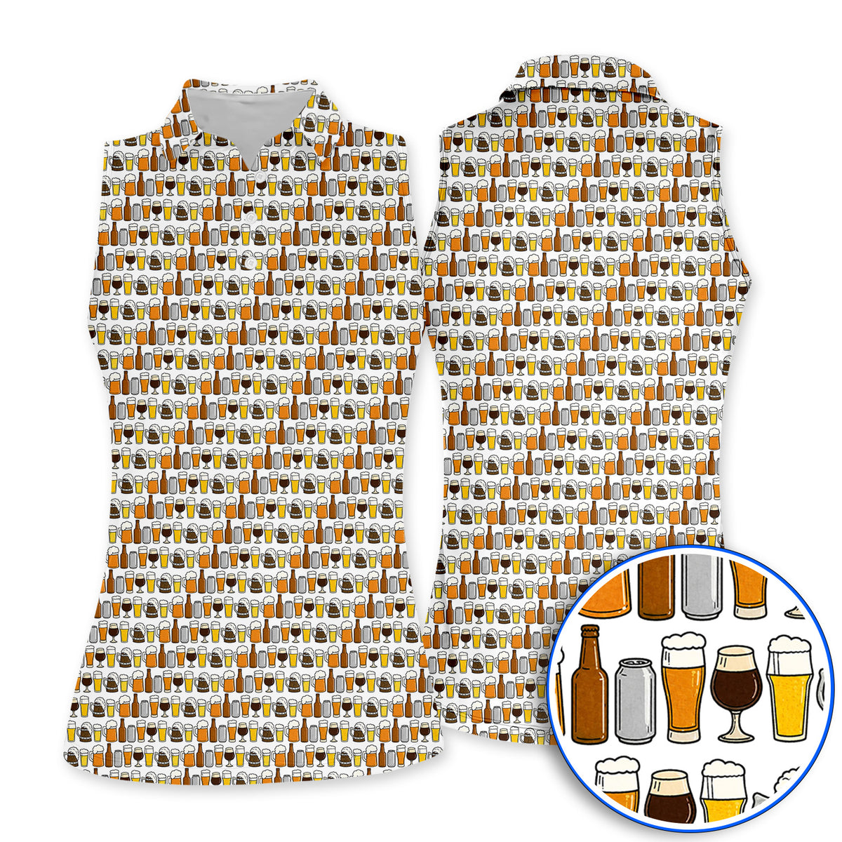 Beer Pattern Golf Polos, Funny Beer Lover Golf Shirt, Golf Gift For Beer Lovers