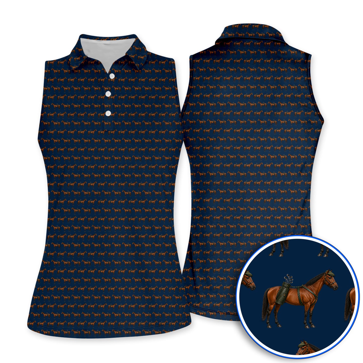 American Quarter Horse Golf Shirt, Crazy Horse Pattern Golf Polos, Western Horse Gift for Golfers