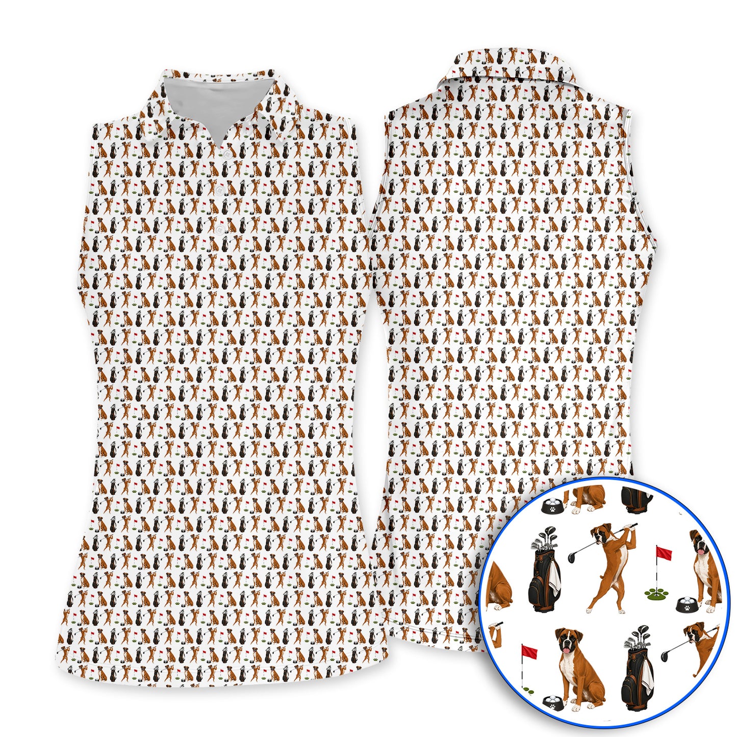 Crazy Boxer Golf Shirt, Boxer Golf Pattern Polos for Golfer, Dog Lover Golf Gift