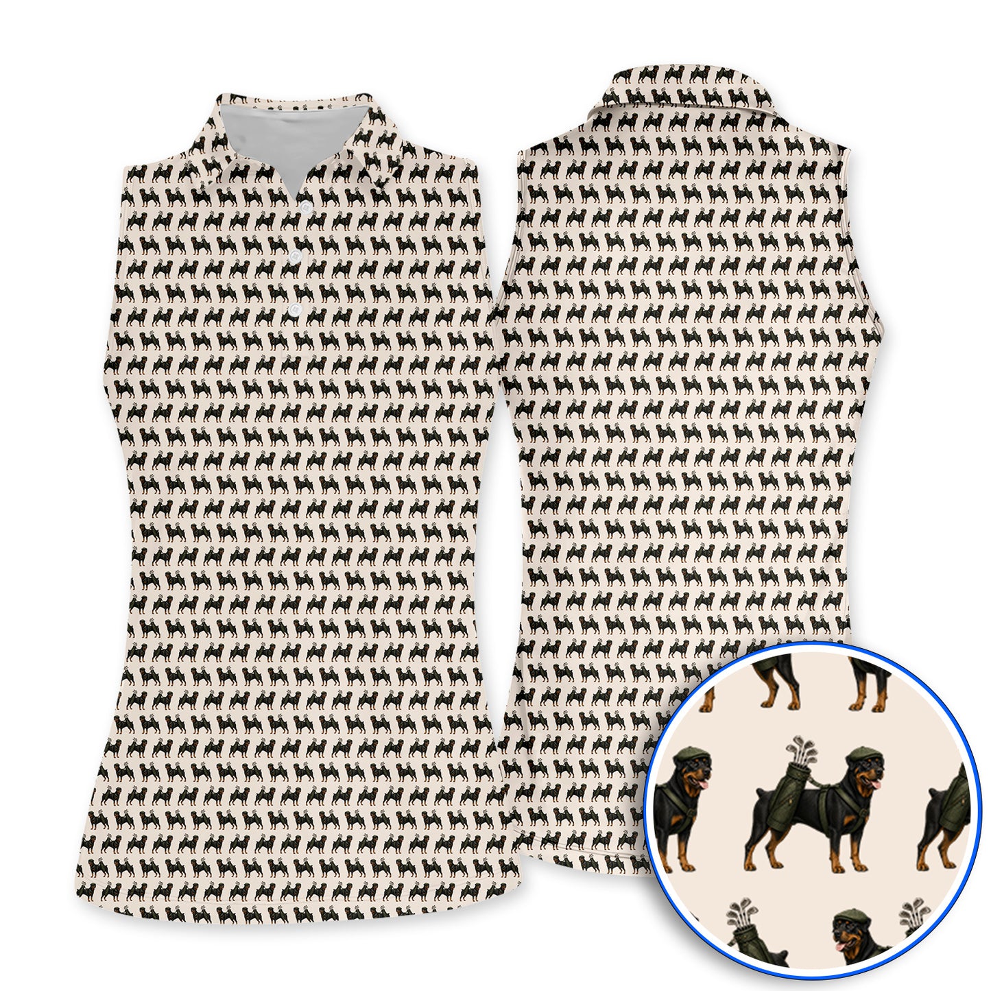 Rottweiler Golf Shirt, Rottweiler Dog Golf Pattern Polos, Crazy Golf Gift For Golfer