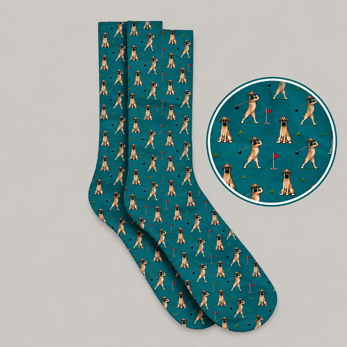 Great Dane Golf Swing Socks, Great Dane Pattern Golf Sock For Dog Lovers, Crazy Golf Gift For Golfers