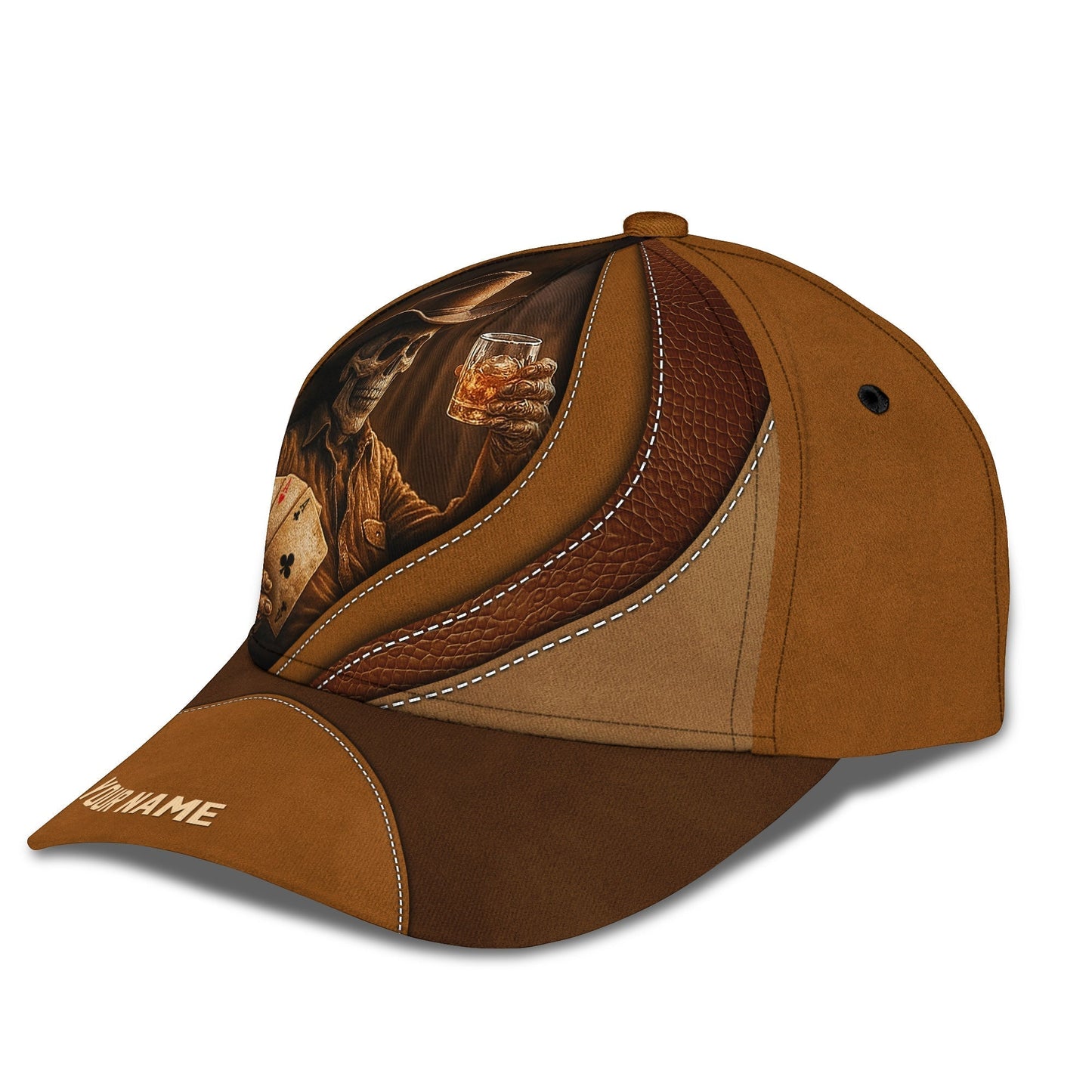 Skeleton Poker Hat, Texas Holdem Poker Cap, Skeleton Playing Poker Classic Cap, Custom Name Gift For Card Players